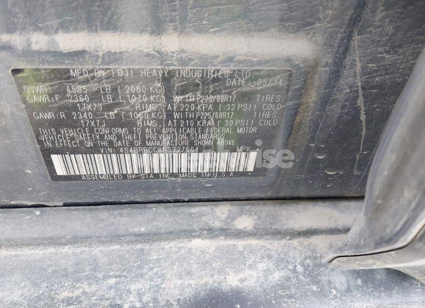 Photo 9 of 2014 Subaru Outback 2.5I PREMIUM (VIN 4S4BRBCC8E3327604)