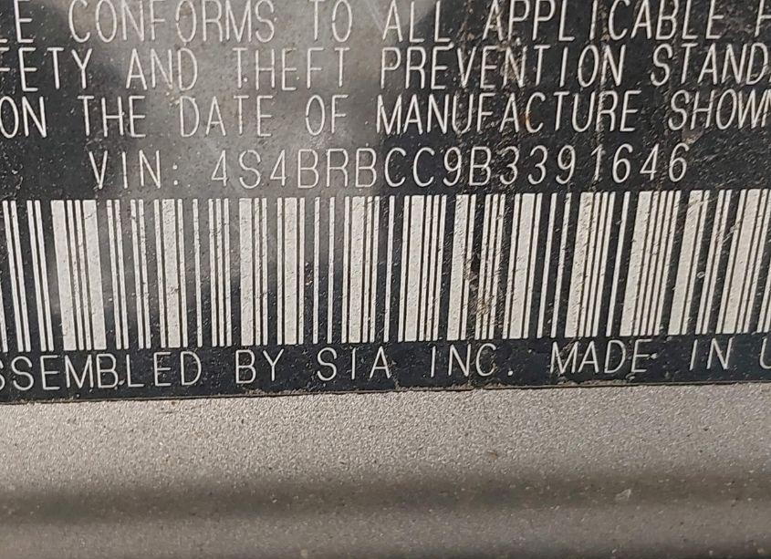 Photo 9 of 2011 Subaru Outback 2.5I PREMIUM (VIN 4S4BRBCC9B3391646)