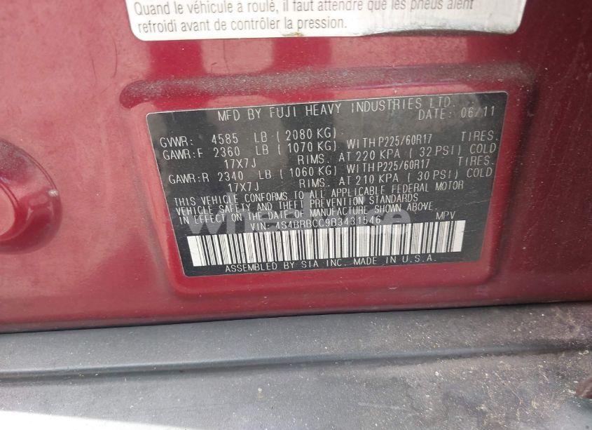 Photo 9 of 2011 Subaru Outback 2.5I PREMIUM (VIN 4S4BRBCC9B3431546)