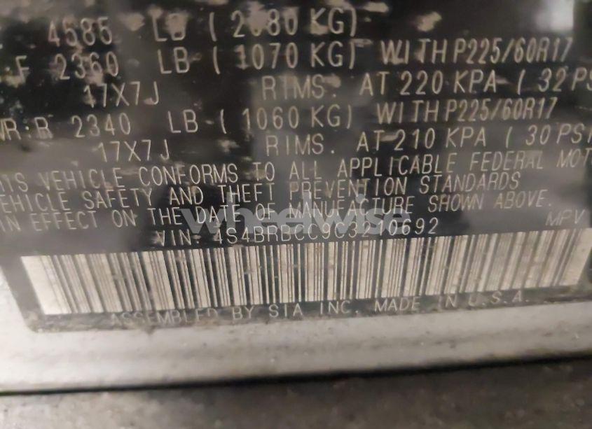 Photo 9 of 2012 Subaru Outback 2.5I PREMIUM (VIN 4S4BRBCC9C3210692)