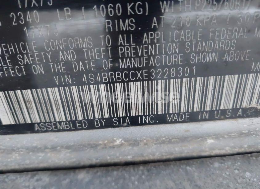 Photo 9 of 2014 Subaru Outback 2.5I PREMIUM (VIN 4S4BRBCCXE3228301)