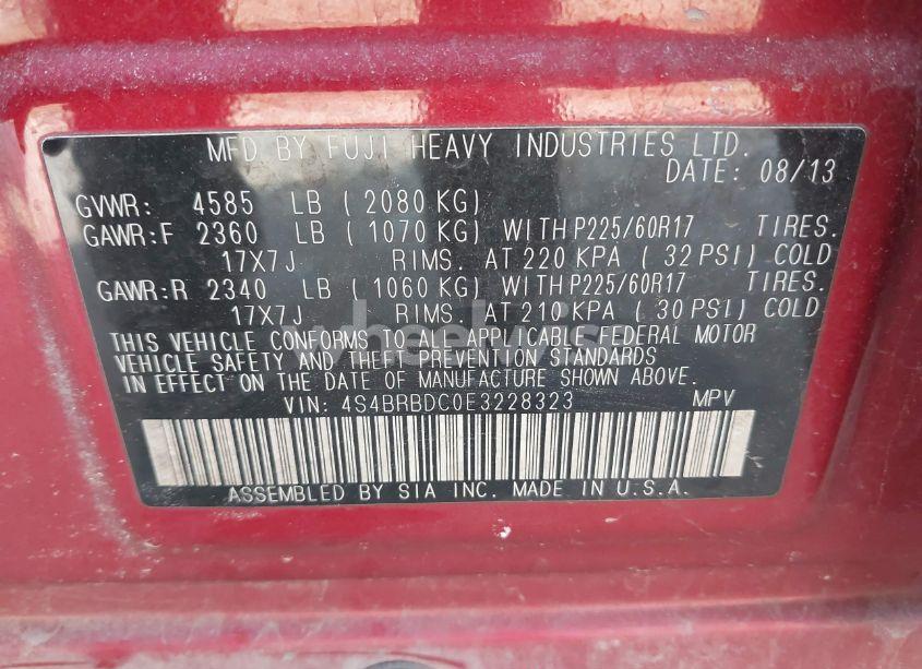 Photo 9 of 2014 Subaru Outback 2.5I PREMIUM (VIN 4S4BRBDC0E3228323)