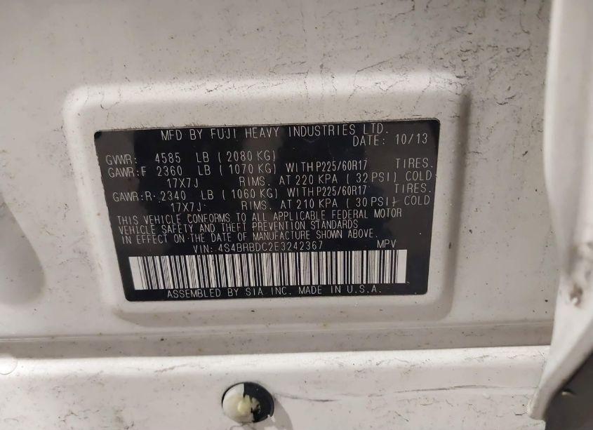 Photo 9 of 2014 Subaru Outback 2.5I PREMIUM (VIN 4S4BRBDC2E3242367)