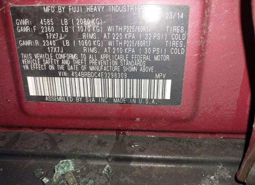 Photo 9 of 2014 Subaru Outback 2.5I PREMIUM (VIN 4S4BRBDC4E3298309)