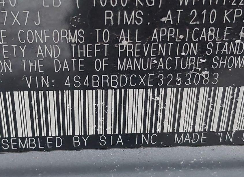 Photo 9 of 2014 Subaru Outback 2.5I PREMIUM (VIN 4S4BRBDCXE3253083)