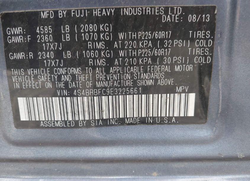 Photo 9 of 2014 Subaru Outback 2.5I PREMIUM (VIN 4S4BRBFC9E3225661)