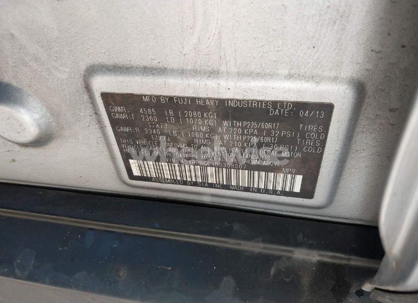 Photo 9 of 2013 Subaru Outback 2.5I PREMIUM (VIN 4S4BRBGC4D3308007)