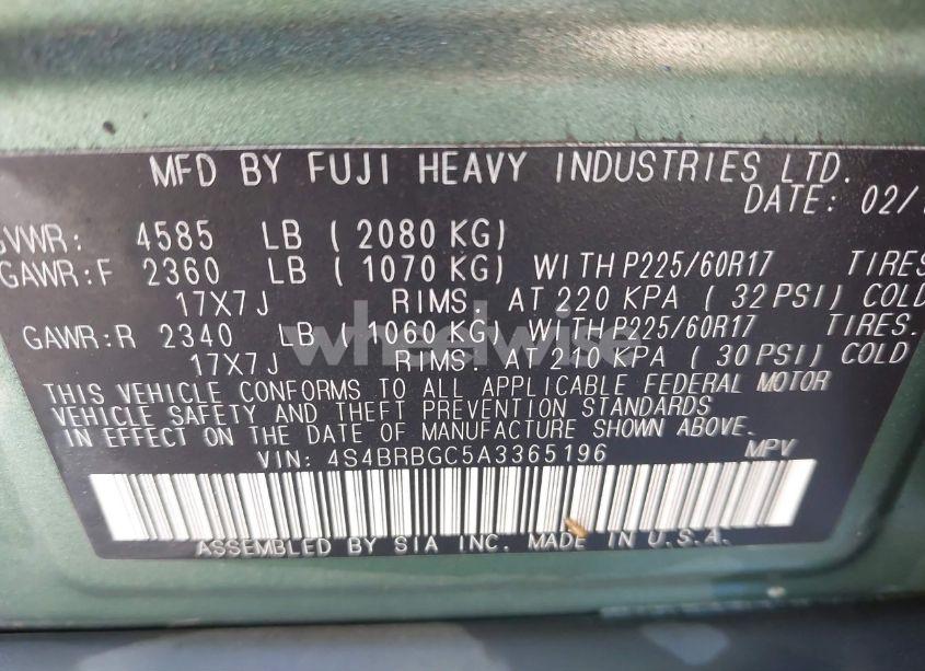 Photo 9 of 2010 Subaru Outback 2.5I PREMIUM (VIN 4S4BRBGC5A3365196)