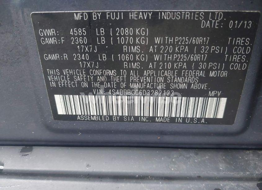 Photo 9 of 2013 Subaru Outback 2.5I PREMIUM (VIN 4S4BRBGC6D3282123)