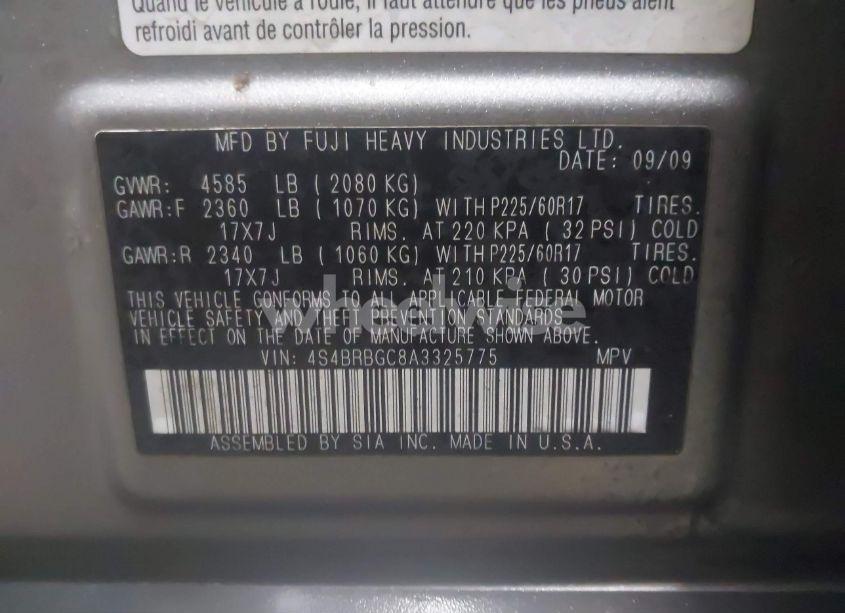 Photo 9 of 2010 Subaru Outback 2.5I PREMIUM (VIN 4S4BRBGC8A3325775)