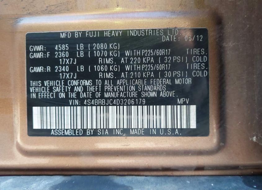 Photo 9 of 2013 Subaru Outback 2.5I LIMITED (VIN 4S4BRBJC4D3206179)