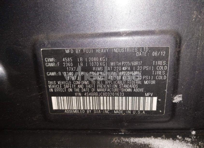 Photo 9 of 2013 Subaru Outback 2.5I LIMITED (VIN 4S4BRBJC8D3201633)