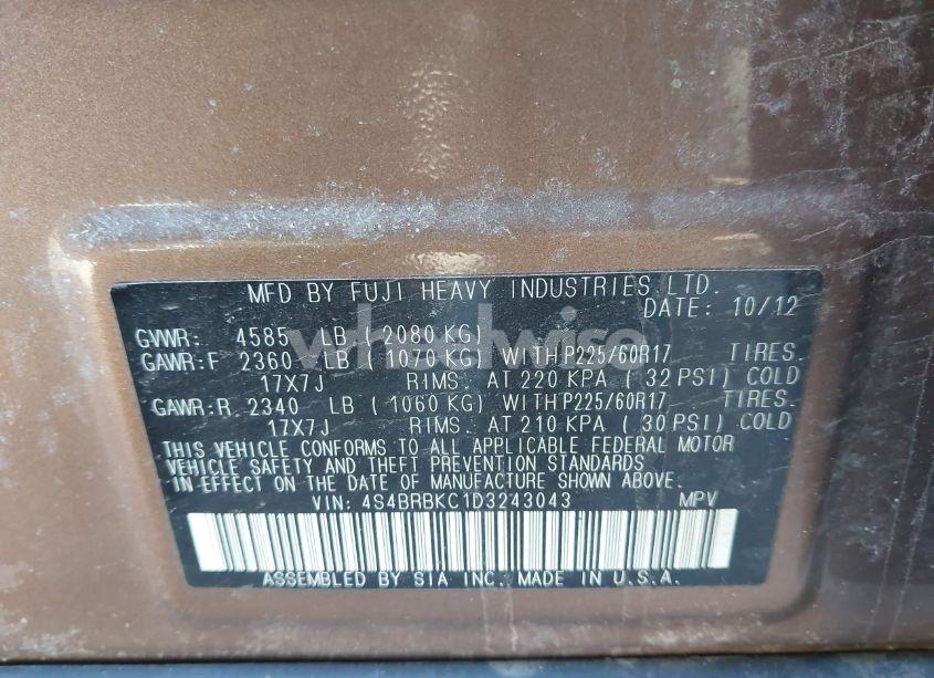 Photo 9 of 2013 Subaru Outback 2.5I LIMITED (VIN 4S4BRBKC1D3243043)