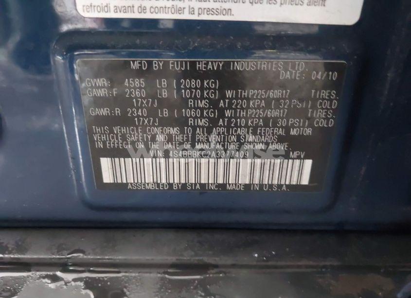 Photo 9 of 2010 Subaru Outback 2.5I LIMITED (VIN 4S4BRBKC2A3377409)