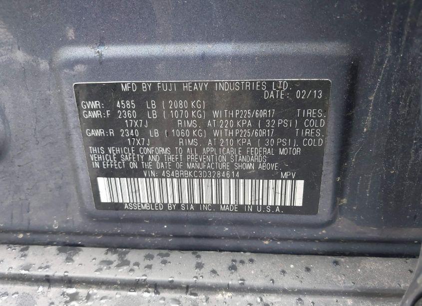 Photo 9 of 2013 Subaru Outback 2.5I LIMITED (VIN 4S4BRBKC3D3284614)