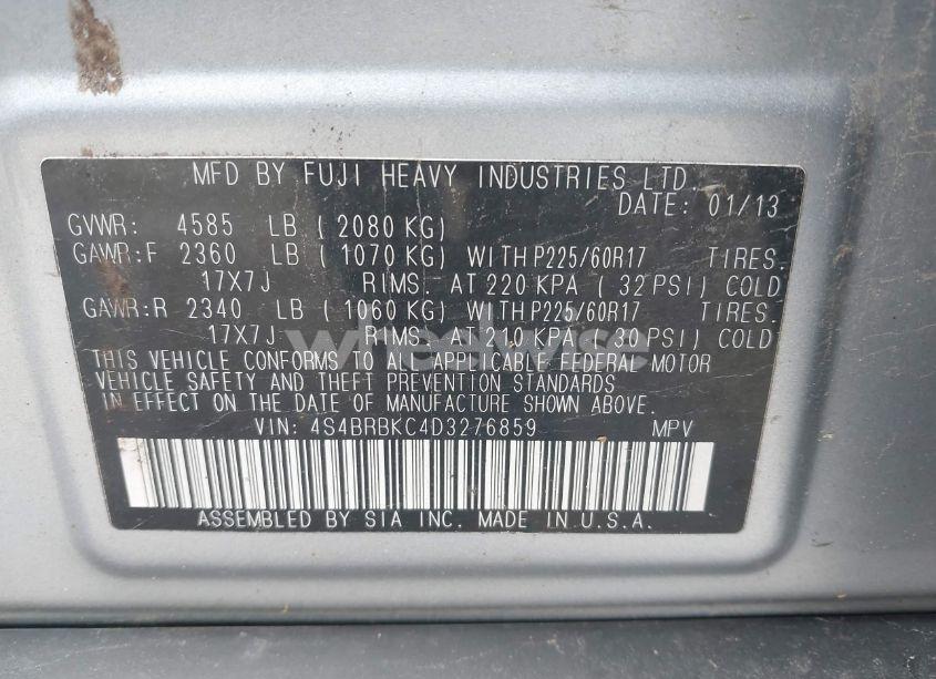 Photo 9 of 2013 Subaru Outback 2.5I LIMITED (VIN 4S4BRBKC4D3276859)