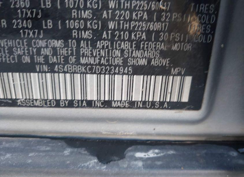 Photo 9 of 2013 Subaru Outback 2.5I LIMITED (VIN 4S4BRBKC7D3234945)