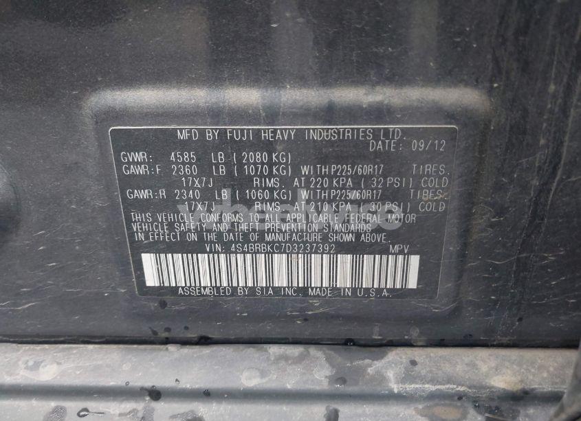 Photo 9 of 2013 Subaru Outback 2.5I LIMITED (VIN 4S4BRBKC7D3237392)