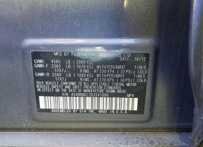 Photo 9 of 2013 Subaru Outback 2.5I LIMITED (VIN 4S4BRBKC7D3241880)