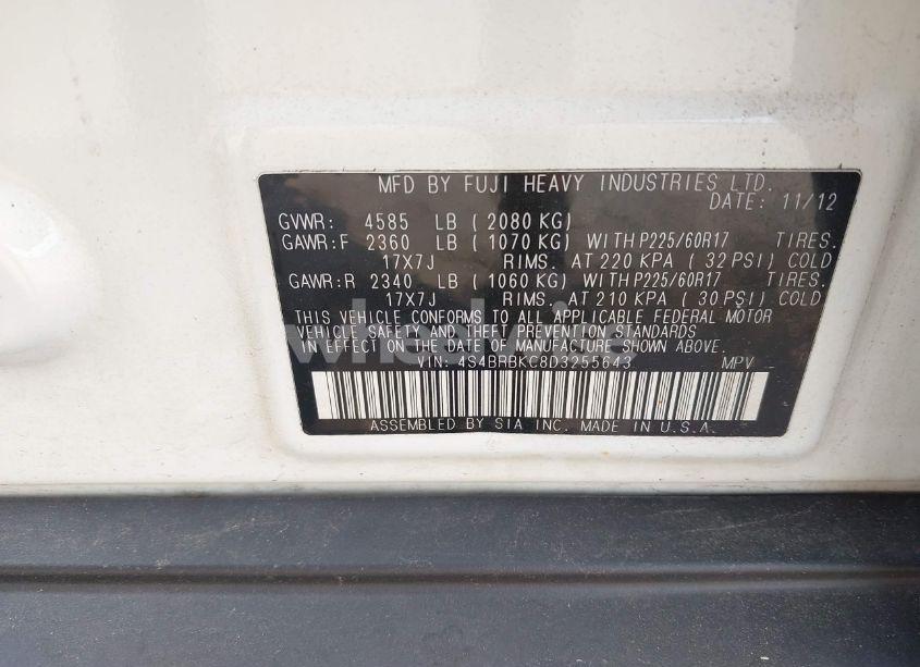 Photo 9 of 2013 Subaru Outback 2.5I LIMITED (VIN 4S4BRBKC8D3255643)