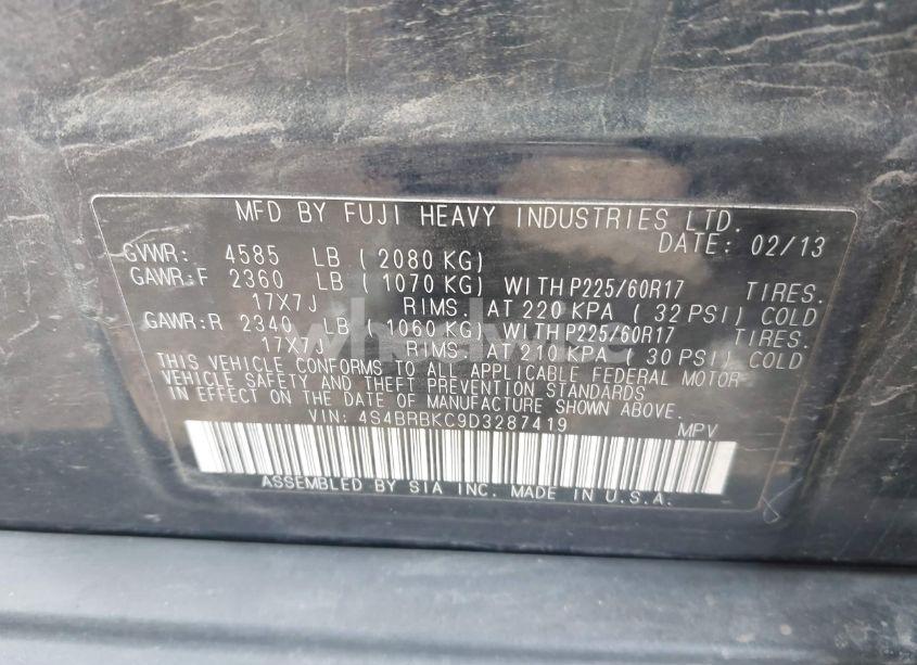 Photo 9 of 2013 Subaru Outback 2.5I LIMITED (VIN 4S4BRBKC9D3287419)