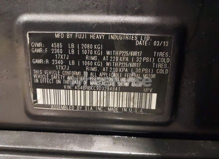 Photo 9 of 2013 Subaru Outback 2.5I LIMITED (VIN 4S4BRBKC9D3294841)