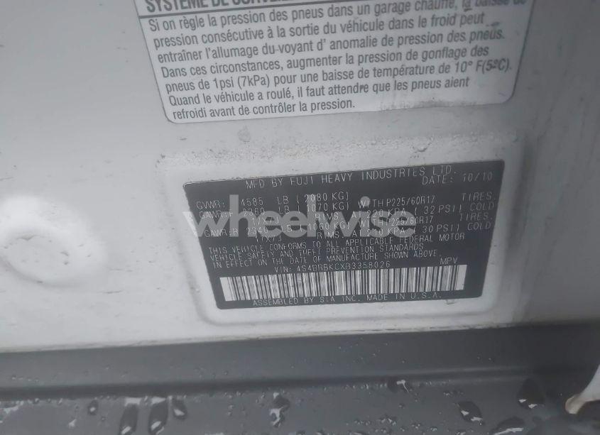 Photo 9 of 2011 Subaru Outback 2.5I LIMITED (VIN 4S4BRBKCXB3358026)