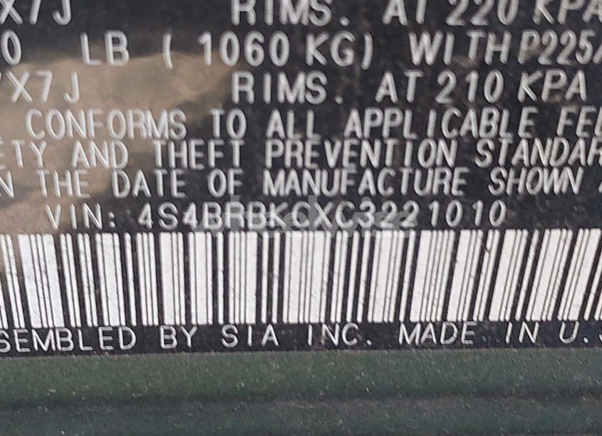 Photo 9 of 2012 Subaru Outback 2.5I LIMITED (VIN 4S4BRBKCXC3221010)