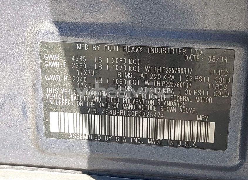 Photo 9 of 2014 Subaru Outback 2.5I LIMITED (VIN 4S4BRBLC0E3325474)