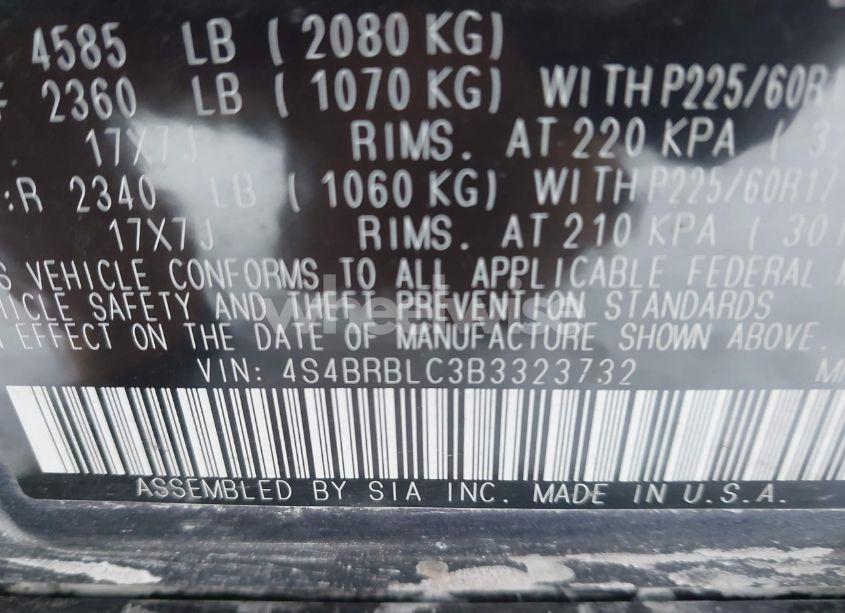 Photo 9 of 2011 Subaru Outback 2.5I LIMITED (VIN 4S4BRBLC3B3323732)