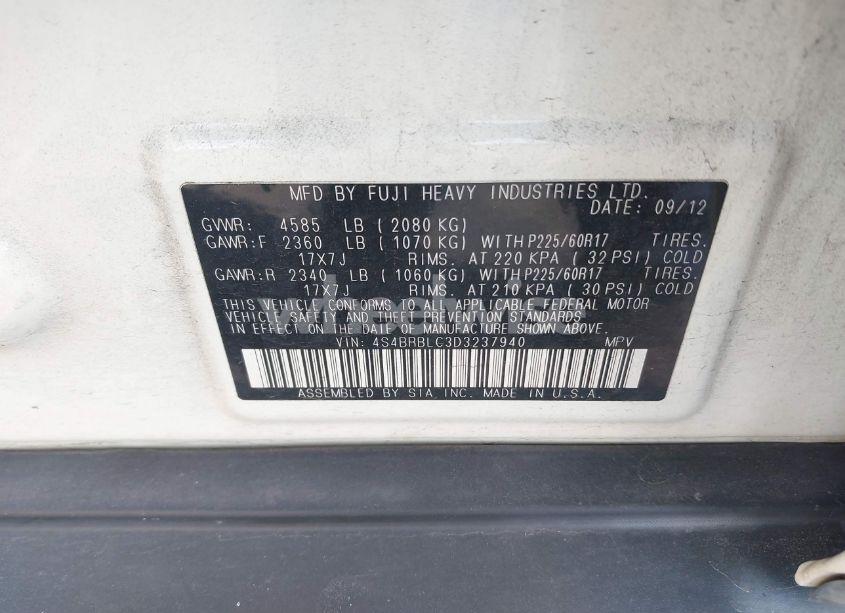 Photo 9 of 2013 Subaru Outback 2.5I LIMITED (VIN 4S4BRBLC3D3237940)