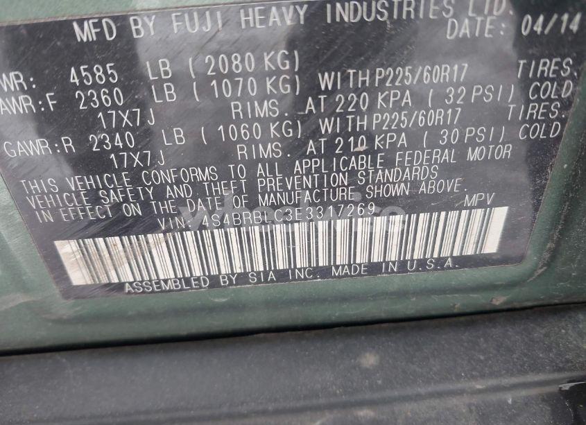 Photo 9 of 2014 Subaru Outback 2.5I LIMITED (VIN 4S4BRBLC3E3317269)