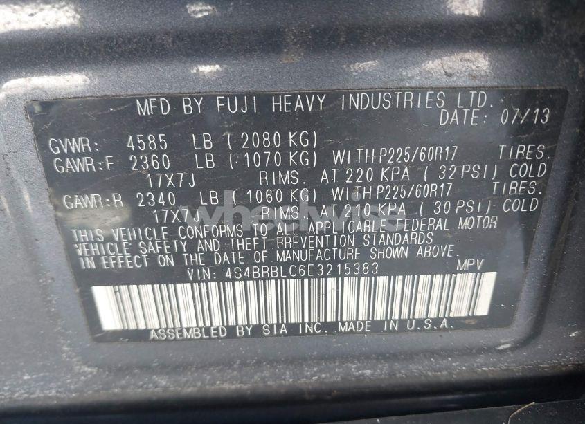 Photo 9 of 2014 Subaru Outback 2.5I LIMITED (VIN 4S4BRBLC6E3215383)