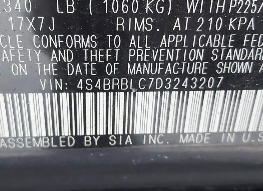 Photo 9 of 2013 Subaru Outback 2.5I LIMITED (VIN 4S4BRBLC7D3243207)