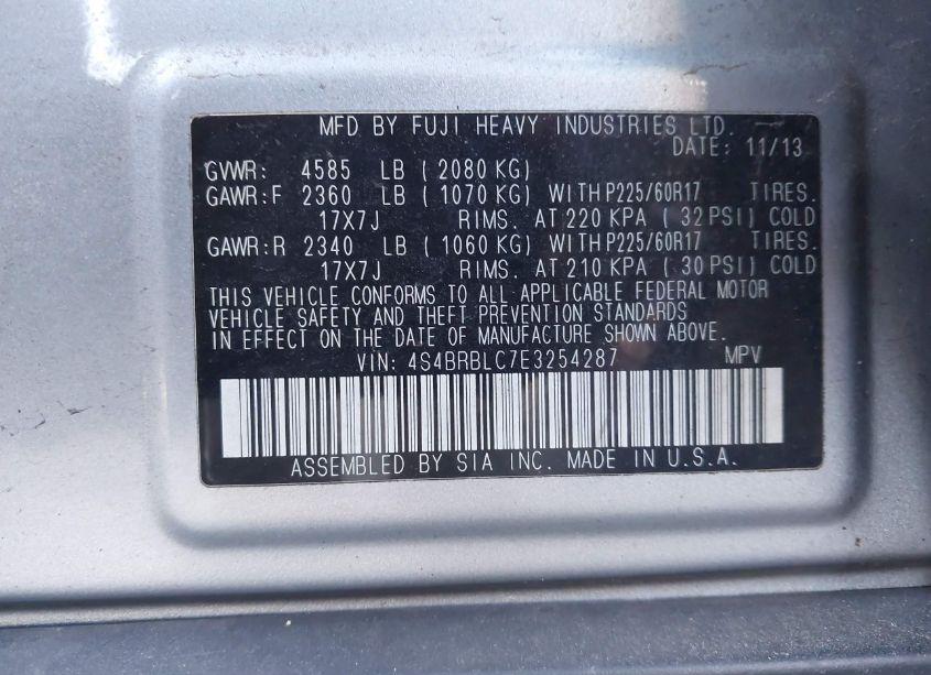 Photo 9 of 2014 Subaru Outback 2.5I LIMITED (VIN 4S4BRBLC7E3254287)