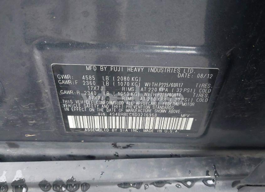 Photo 9 of 2013 Subaru Outback 2.5I LIMITED (VIN 4S4BRBLC8D3216968)