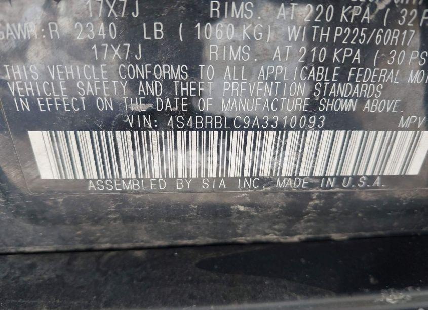 Photo 9 of 2010 Subaru Outback 2.5I LIMITED (VIN 4S4BRBLC9A3310093)