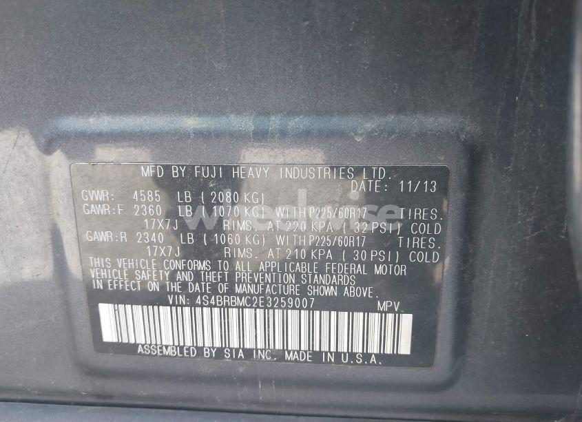 Photo 9 of 2014 Subaru Outback 2.5I LIMITED (VIN 4S4BRBMC2E3259007)