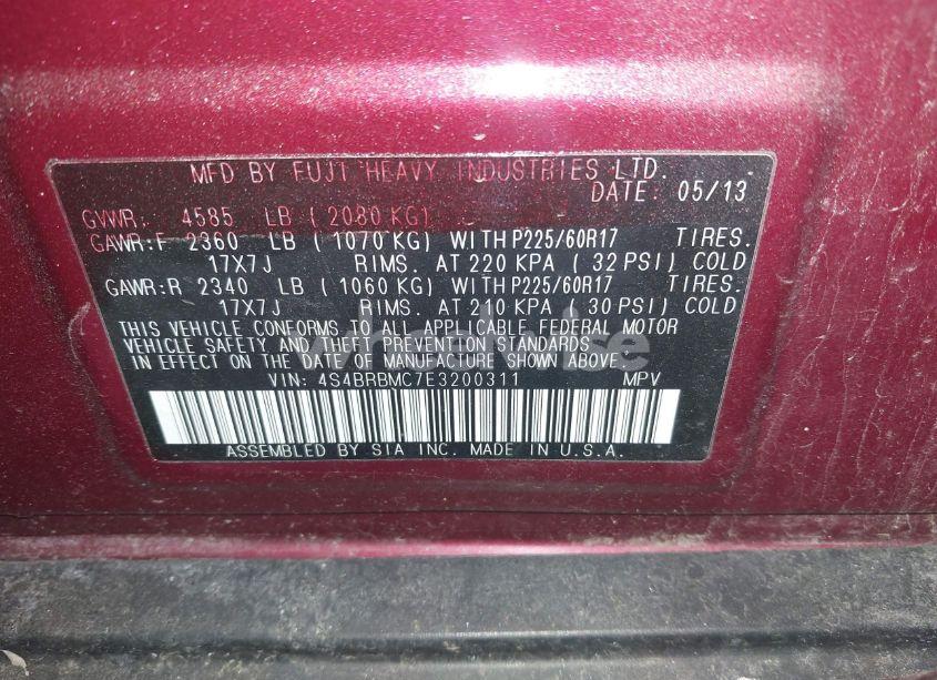 Photo 9 of 2014 Subaru Outback 2.5I LIMITED (VIN 4S4BRBMC7E3200311)