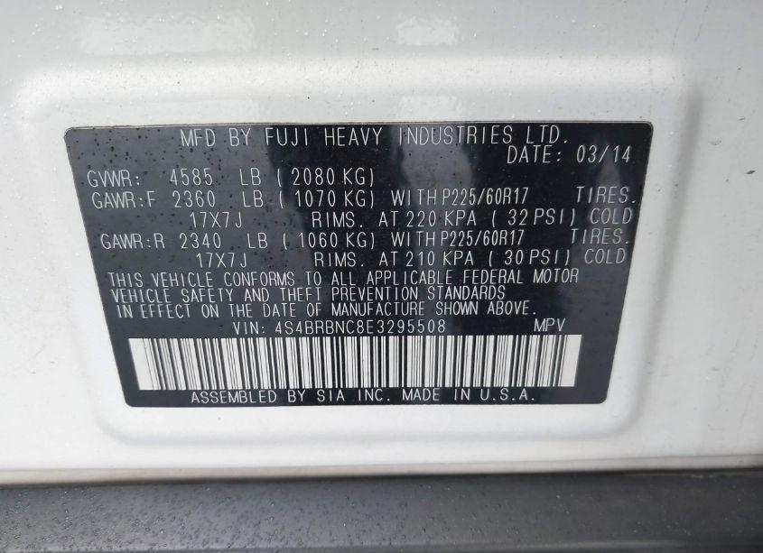 Photo 9 of 2014 Subaru Outback 2.5I LIMITED (VIN 4S4BRBNC8E3295508)