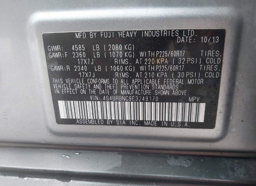 Photo 9 of 2014 Subaru Outback 2.5I LIMITED (VIN 4S4BRBNC9E3249170)