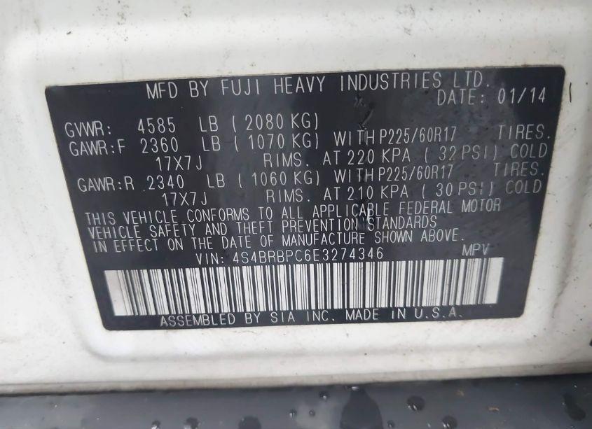 Photo 9 of 2014 Subaru Outback 2.5I LIMITED (VIN 4S4BRBPC6E3274346)