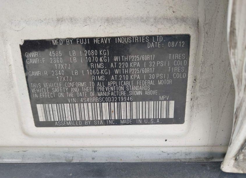 Photo 9 of 2013 Subaru Outback 2.5I LIMITED (VIN 4S4BRBSC0D3219946)