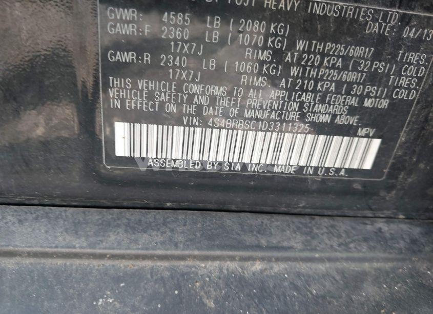 Photo 9 of 2013 Subaru Outback 2.5I LIMITED (VIN 4S4BRBSC1D3311325)