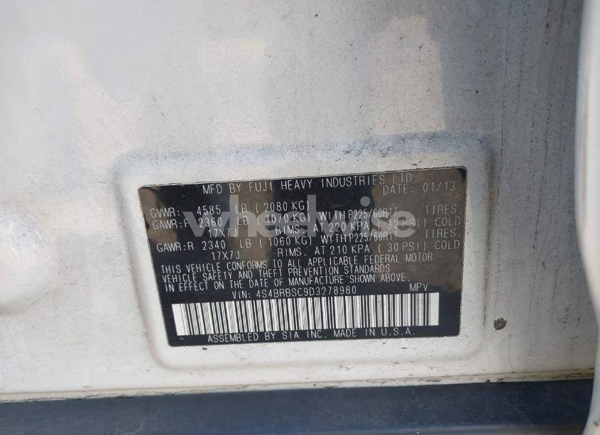 Photo 9 of 2013 Subaru Outback 2.5I LIMITED (VIN 4S4BRBSC9D3278980)