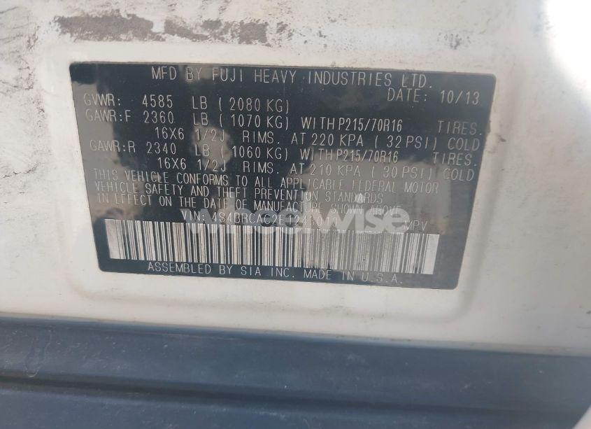 Photo 9 of 2014 Subaru Outback 2.5I (VIN 4S4BRCAC2E1243010)