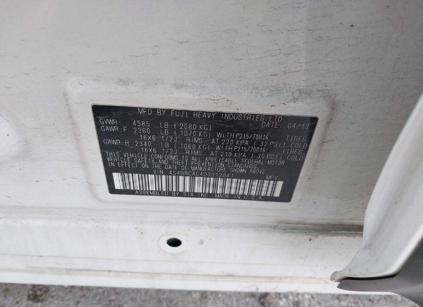 Photo 9 of 2013 Subaru Outback 2.5I (VIN 4S4BRCAC4D3312041)