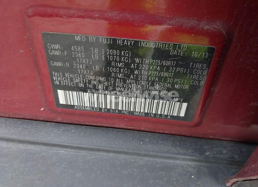 Photo 9 of 2014 Subaru Outback 2.5I (VIN 4S4BRCAC5E3242826)