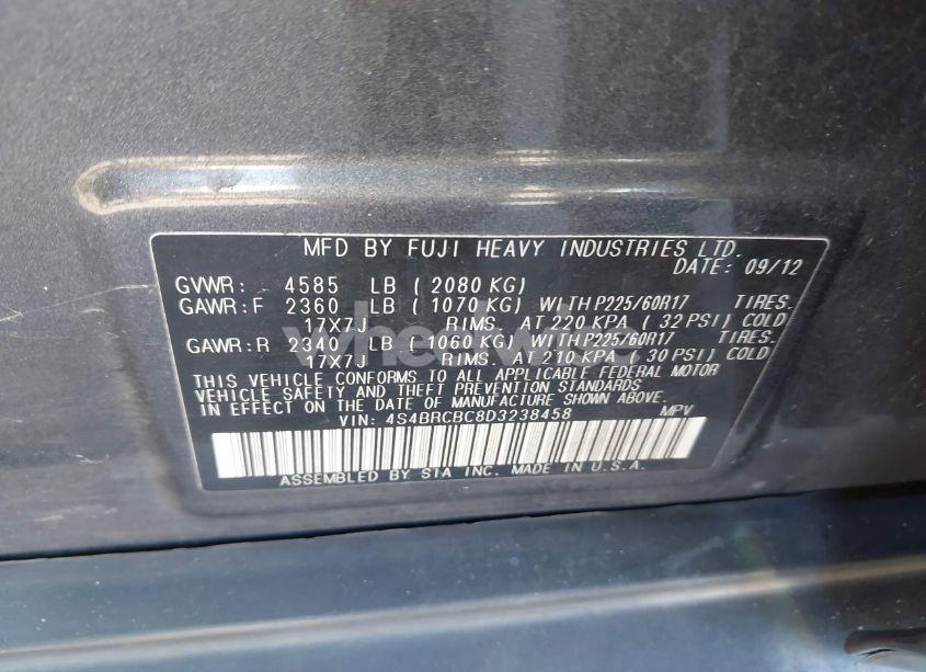 Photo 9 of 2013 Subaru Outback 2.5I PREMIUM (VIN 4S4BRCBC8D3238458)