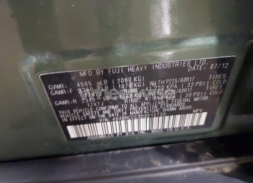 Photo 9 of 2013 Subaru Outback 2.5I PREMIUM (VIN 4S4BRCCC3D3210730)